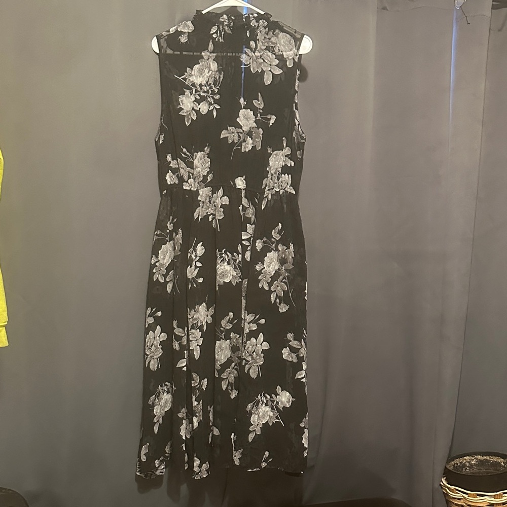 Torrid Black and Gray Floral Midi Dress